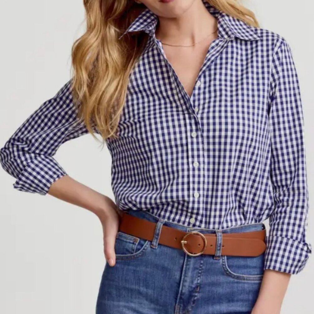 The Shirt By Rochelle Behrens - The Icon Shirt in Navy Wide Check